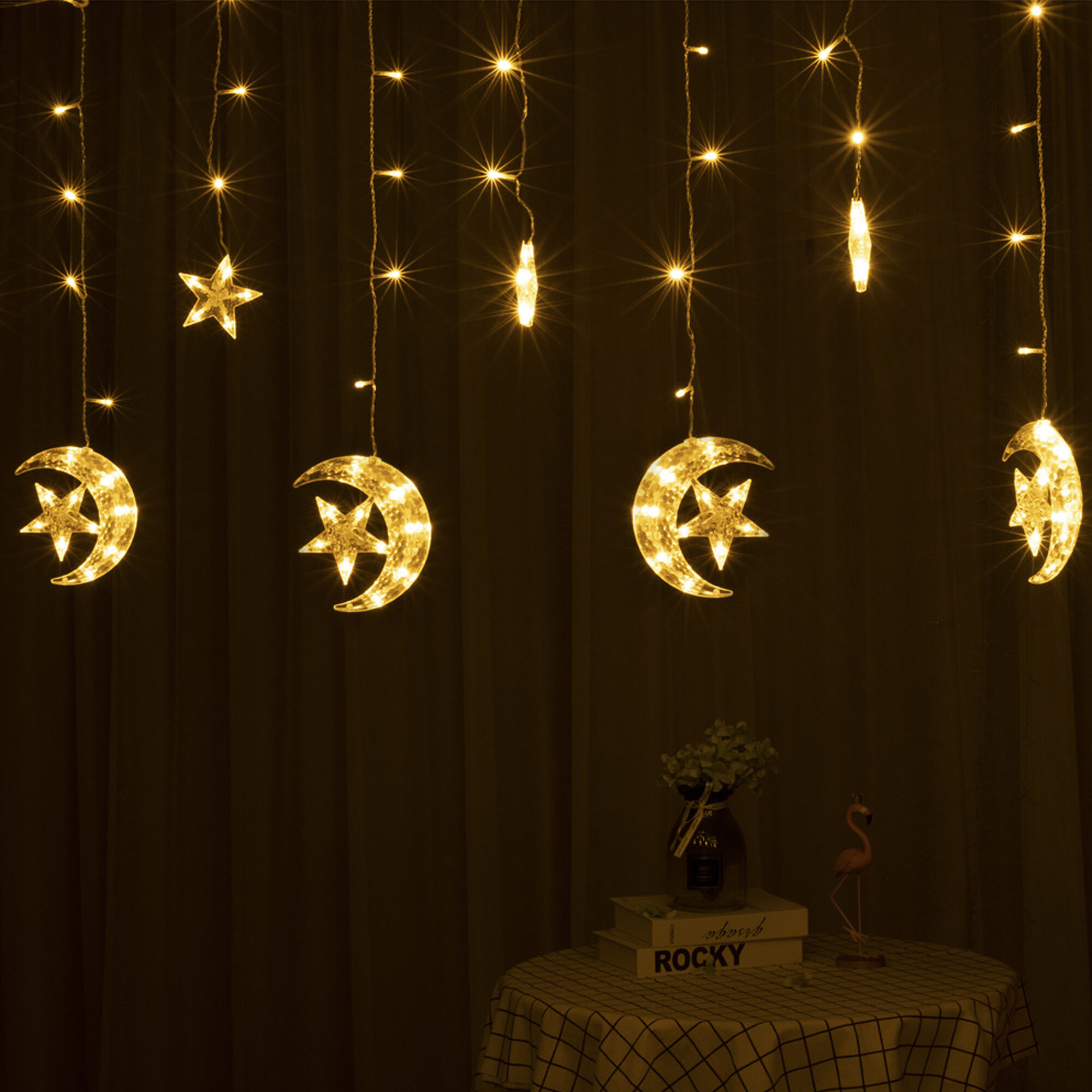 Arlmont Co 138 LED Curtain String Light LED Crescents And Stars